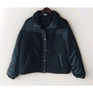 TIME TRU Womens Jacket Size 12-14 Large Fleece Insulated Soft Zip Button Pockets